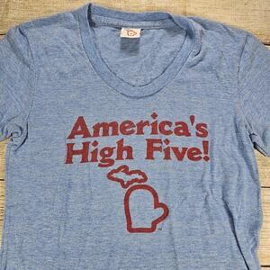 The Mitten State Women's Michigan Heather Blue Medium America's High Five